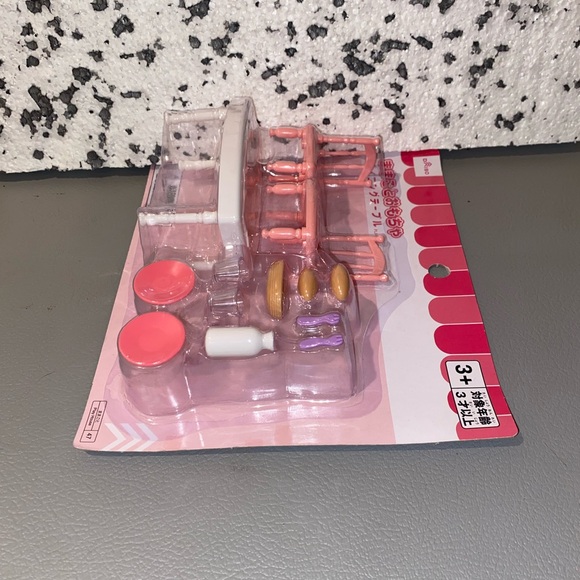 Doll House Kitchen/Dining Set, Colors: Pink, White, Purple & Tan, - Picture 3 of 9